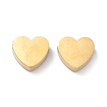 Ion Plating(IP) 304 Stainless Steel Beads, Heart, Golden, 7x8x2.5mm, Hole: 1.5mm