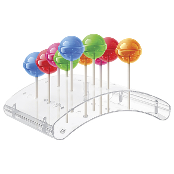 20-Hole Arc-Shaped Transparent Acrylic Lollipop Display Holder, Cake Pop Stand for Baby Shower, Birthday, Anniversary, Wedding Party, Clear, 16x22x6cm, Hole: 3mm