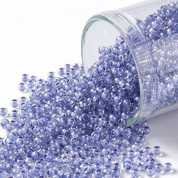 TOHO Round Seed Beads, Japanese Seed Beads, (988) Inside Color Crystal/Lilac Lined, 11/0, 2.2mm, Hole: 0.8mm, about 5555pcs/50g