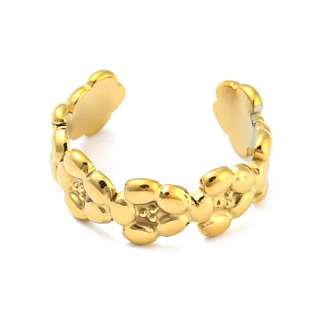 Real 18K Gold Plated Titanium Steel Cuff Earrings, Non Piercing Earrings, Flower, 12x13x4.5mm