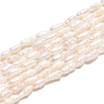 1 Strand Natural Cultured Freshwater Pearl Beads Strands, Baroque Keshi Pearl, Stick, Creamy White, 2.5~10.5x1.5~3x1.5~3mm, Hole: 0.5mm, about 47~72pcs/strand, 13.78~14.17 inch(35~36cm)