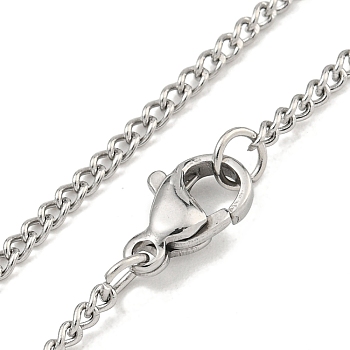 Non-Tarnish 201 Stainless Steel Curb Chain Necklaces for Women and Men, Stainless Steel Color, 23.43~23.62 inch(59.5~60cm)