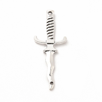 Tibetan Style Alloy Connector Charms, Sword Shaped Links, Antique Silver, 40x16x3mm, Hole: 1mm and 1.5mm
