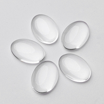 Transparent Glass Cabochons, Oval, Clear, 25x18mm, 5.4mm(Range: 4.9~5.9mm) thick