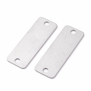 (Defective Closeout Sale: Scratch) 304 Stainless Steel Connector Charms, Stamping Blank Tag, Rectangle, Stainless Steel Color, 50x18x1mm, Hole: 4mm