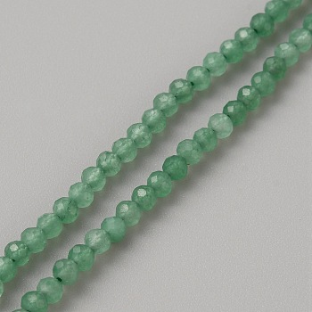 Natural Green Aventurine Beads Strands, Round, Faceted, 3mm, Hole: 0.6mm, about 122~126pcs/strand, 15.16~15.55''(38.5~39.5cm)