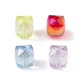 Transparent Acrylic Beads, Cube, Mixed Color, 11.5x10x10mm, Hole: 2mm