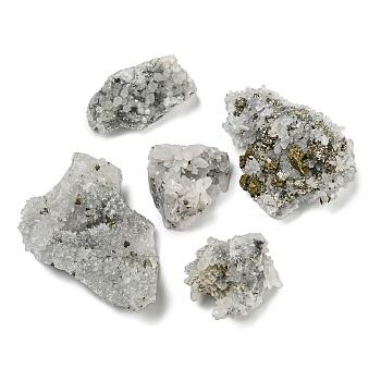 Nuggets Raw Rough Natural Quartz Crystal & Chalcopyrite Collections, for Earth Science Teaching, 37~66x32~49x22~26mm