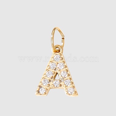 Real 14K Gold Plated Clear Letter A Stainless Steel+Cubic Zirconia Charms