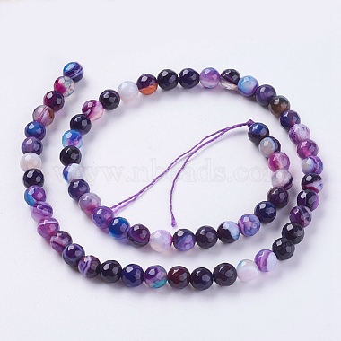 Faceted Round Dyed Natural Striped Agate/Banded Agate Beads Strands(G-G581-6mm-M)-2