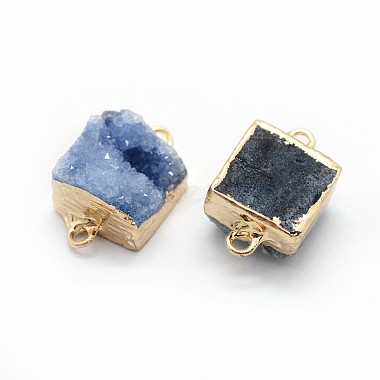 Natural Druzy Quartz Links connectors(G-P396-11G-01)-2