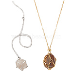 2Pcs 2 Styles 304 Stainless Steel Macrame Pouch Necklace Making for Gemstone Nuggets, Real Gold Plated & Stainless Steel Color, 17.32 inch(44cm), 1pc/color(NJEW-BBC0001-22)