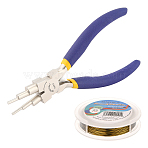 DIY Wire Wrapped Jewelry Making Kits, Including Copper Wire and Carbon Steel Round Nose Pliers, Antique Bronze, 22 Gauge, 0.6mm, about 20m/roll, 1roll/set(PT-BC0001-47A-AB)