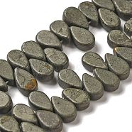 Natural Pyrite Beads Strands, Teardrop, Top Drilled, 9~10x5~5.5x3.5~4mm, Hole: 0.7mm, about 40~48pcs/strand, 7.09~7.28''(18~18.5cm).(G-B064-B52)