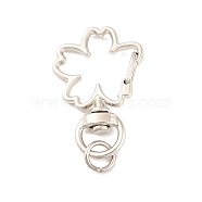 Alloy Swivel Lobster Claw Clasps, Swivel Snap Hook, Cadmium Free & Lead Free, Flower, Platinum, 36x23mm(PURS-PW0001-435P)