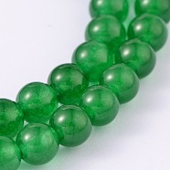 Dyed Natural White Jade Round Bead Strands, Green, 6mm, Hole: 1mm, about 64pcs/strand, 15.4 inch(G-O113-08-6mm)