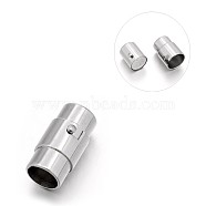Smooth 304 Stainless Steel Column Locking Tube Magnetic Clasps, Stainless Steel Color, 18x9.5mm, Hole: 7mm(STAS-E089-05F)