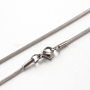 304 Stainless Steel Snake Chain Necklaces, Stainless Steel Color, 17.7 inch(45cm), 1.5mm(STAS-M174-017P)