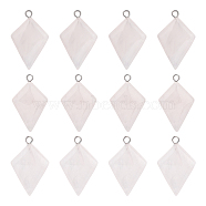 12Pcs Natural Rose Quartz Pendants, Kite Charms, with Stainless Steel Color Tone Stainless Steel Loops, 28x18x6~7mm, Hole: 2mm(G-UN0001-20)