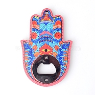 Wood Bottle Opener, Multi-fonction for Fridge Magnet, Hamsa Hand/Hand of Miriam, Dodger Blue, 120x80x7mm(PW-WG42888-03)