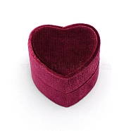 Velvet Ring Box, Heart, Dark Red, 2x2-1/4x1-7/8 inch(5x5.6x4.7cm)(VBOX-WH0003-03A)