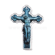 Opaque Acrylic Cross Theme Pendants, Cross, 49.5x35.5x2.5mm, Hole: 1.6mm(OACR-I010-04D)