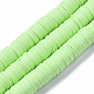 Flat Round Handmade Polymer Clay Beads, Disc Heishi Beads for Hawaiian Earring Bracelet Necklace Jewelry Making, Light Green, 12mm(CLAY-R067-12mm-24)