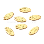 Brass Pendants, Long-Lasting Plated, Oval with Word Hand Made, Real 18K Gold Plated, 11x5.5x1mm, Hole: 1.2mm(KK-P203-11G)