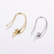 Brass Earring Hooks, For Half Drilled Beads, Long-Lasting Plated, Cadmium Free & Nickel Free & Lead Free, Mixed Color, 24x3x2.5mm, 18 Gauge, Pin: 1mm(KK-F714-03)