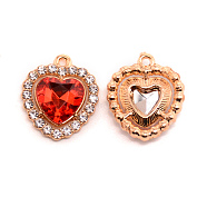 Alloy Rhinestone Pendants, Heart, Ruby, 18x16x5mm, Hole: 1.4mm(FIND-WH0100-23D)