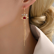 Fashionable Classic Tassel Hoop Earrings, with Zirconia Stones, Gold Plated, Eye(CM4830)