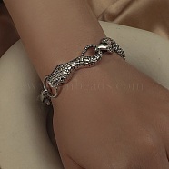 Bohemia Style Alloy Snake Link Chain Bracelets for Women, Antique Silver, 7-7/8 inch(20cm)(BJEW-H327-01AS)