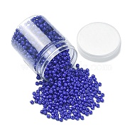 1300Pcs Baking Paint Glass Round Seed Beads, Blue, 4~5x3~4mm, Hole: 1~2mm(SEED-YW0002-20A)