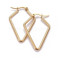 201 Stainless Steel Angular Hoop Earrings, with 304 Stainless Steel Pin, Hypoallergenic Earrings, Rhombus, Golden, 12 Gauge, 36.5x24x2mm, Pin: 0.7x1mm(EJEW-F205-04G-A)