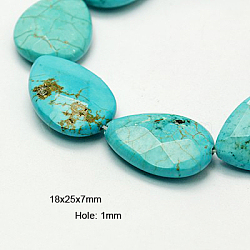 Natural Magnesite Beads Strands, Dyed & Heated, Faceted, teardrop, Turquoise, 25x18x7mm, Hole: 1mm, about 16pcs/strand, 15.55 inch(39.5cm)(TURQ-P027-46)