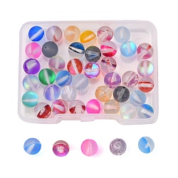 46Pcs 2 Style Synthetic Moonstone Beads, Holographic Beads, Dyed, Round, Mixed Color, 8mm, Hole: 0.7mm, 23pcs/style(G-FS0002-31)