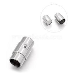 Tarnish Resistant Smooth 304 Stainless Steel Column Locking Tube Magnetic Clasps, Stainless Steel Color, 18x9.5mm, Hole: 7mm(STAS-E089-05F)