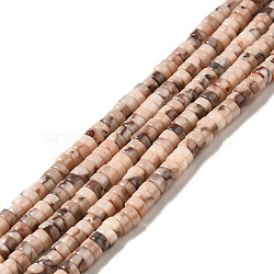 Natural Fossil Beads Strands, Heishi Beads, Flat Round/Disc, 4x2mm, Hole: 1mm, about 195~197pcs/strand, 15.83''(40.2cm)(G-I339-05)