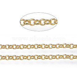 Brass Rolo Chains, Belcher Chains, Soldered, Long-Lasting Plated, with Spool, Cadmium Free & Nickel Free & Lead Free, Golden, 2x0.6mm, about 301.83 Feet(92m)/roll(CHC-S008-002F-G)