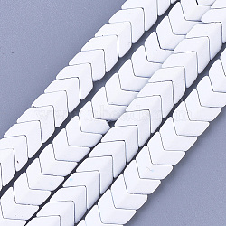 Spray Painted Non-magnetic Synthetic Hematite Beads Strands, Matte Style, Arrow/Chevron, White, 7x8x4mm, Hole: 1mm, about 89pcs/strand, 16.1 inch(G-T116-25-16)