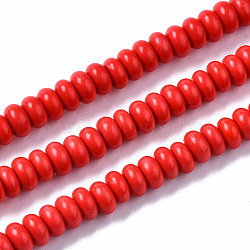 Natural White Jade Beads Strands, Dyed, Rondelle, Crimson, 4~5x2mm, Hole: 0.8mm, about 160~165pcs/strand, 14.96~15.35 inch(38~39cm)(G-S366-105)