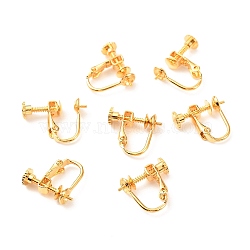 Brass Clip-on Earring Findings, Long-Lasting Plated, Real 18K Gold Plated, 13.5x15.5x5mm, Tray: 5mm, Pin: 1mm(X-KK-F824-018G)