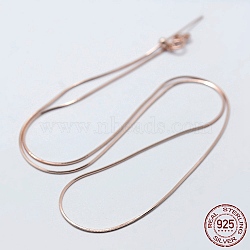 925 Sterling Silver Chain Necklaces, with Slider Stopper Beads and Spring Ring Clasps, with 925 Stamp, Rose Gold, 18 inch(45cm), Hole: 2mm, Pin: 0.8mm(STER-F039-15RG)