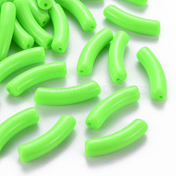 Opaque Acrylic Beads, Curved Tube, Lime, 32x9.5x8mm, Hole: 1.8mm, about 330pcs/500g(MACR-S372-002B-S030)