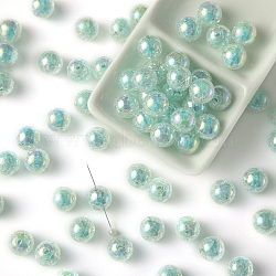 Crack Opaque Resin Beads, AB Color, Round, Aquamarine, 12mm, Hole: 2mm(PW-WGFDA98-02)