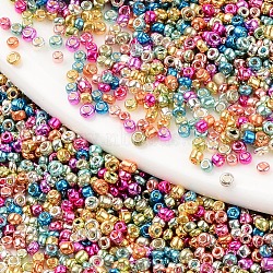 12/0 Plated Glass Seed Beads, Round Hole, Round, Mixed Color, 12/0, 2~2.5x1.5~2mm, Hole: 0.8mm, about 450g/bag(SEED-T005-05A)