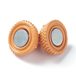 Brass Colored Magnetic Clasps with Loops, Round, Bisque, 19x12.5mm, Hole: 1mm(KK-H751-A04)