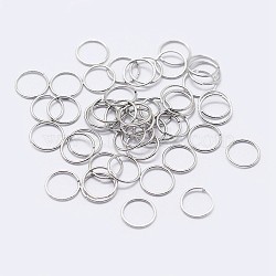 Anti-Tarnish Rhodium Plated 925 Sterling Silver Open Jump Rings, Round Rings, Platinum, 18 Gauge, 5x1mm, Inner Diameter: 3mm, about 100pcs/10g(STER-F036-02P-1x5mm)