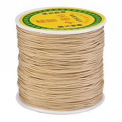 Braided Nylon Thread, Chinese Knotting Cord Beading Cord for Beading Jewelry Making, BurlyWood, 0.8mm, about 100yards/roll(NWIR-R006-0.8mm-062)