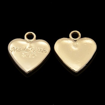 Nickel Free & Lead Free Golden Alloy Heart Love Pendants for Valentine's Day Jewelry, Long-Lasting Plated, 19x17x3mm, Hole: 2mm